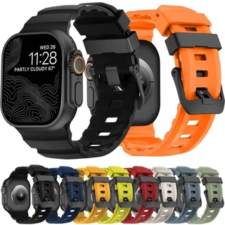 Sport Band สําหรับ iWatch Ultra2/1 10 9 8 7 6 SE 5 4 ซิลิโคนไทเทเนียมสร้อยข้อมือสําหรับ iWatch 42/44 มม.45 มม.46 มม.49 มม.