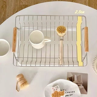 Lifinity ชั้นวางจาน ที่จับไม้คู่-ชั้นวางถาดแบบถอดได้เหล็กกล้าคาร์บอนสำหรับงานหนัก สไตล์โมเดิร์นสำหรับห้องครัว
