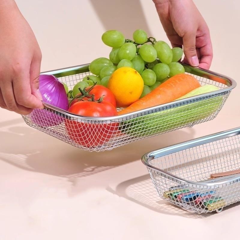 ตะกร้าใส่ของใช้ ตะกร้าล้างผัก ล้าง ตะกร้าผักล้างผลไม้สแตนเลส ใส่ผลไม้ สแตนเลส - รูปที่ 4
