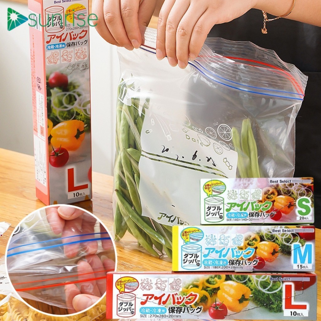 [บ้าน]ถุงเก็บ PE 15/20/45 ชิ้น - ถุงใสแบบใช้ซ้ําได้พร้อมเครื่องหมายเนื้อหาที่มองเห็นได้, เครื่องล้างจานที่ปลอดภัยและทนต่อกลิ่น