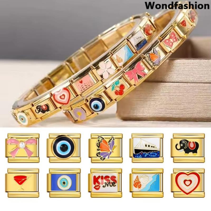 สร้อยข้อมือ charm ผีเสื้อสไตล์อิตาเลียน สแตนเลส ขนาด 9 มม. เหมาะสำหรับทำเครื่องประดับแบบ retro