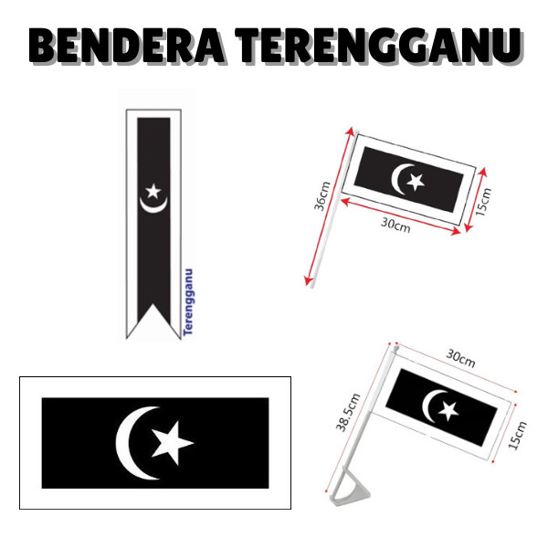 ShopWithJoyBendera Terengganu Hand Flag / Spring Flag / Car Flag / Bunting Bunch Flag Terengganu / 2