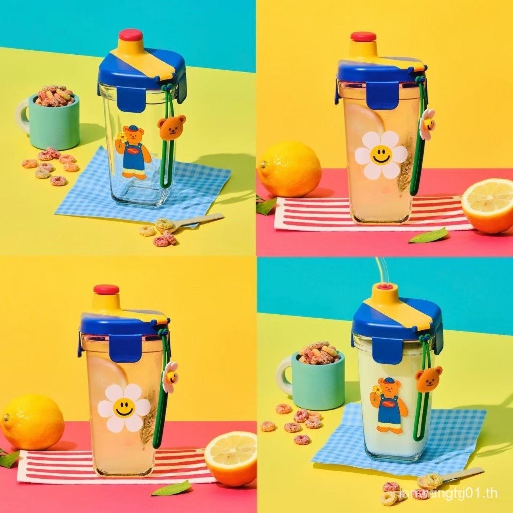 แก้วน้ําน่ารักของแท้จาก Wiggle Wiggle x Glasslock พร้อมฝาปิด แก้วกาแฟ CWRU
