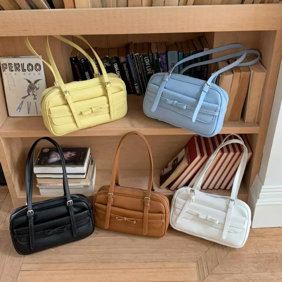 shiny.girl: กระเป๋าใต้วงแขนผู้หญิง-โบว์น่ารักด้านหน้า-มีความจุขนาดใหญ่สามารถใส่ของได้เยอะ-ซีรีย์สีความไฮเอนด์มาก- AP2810