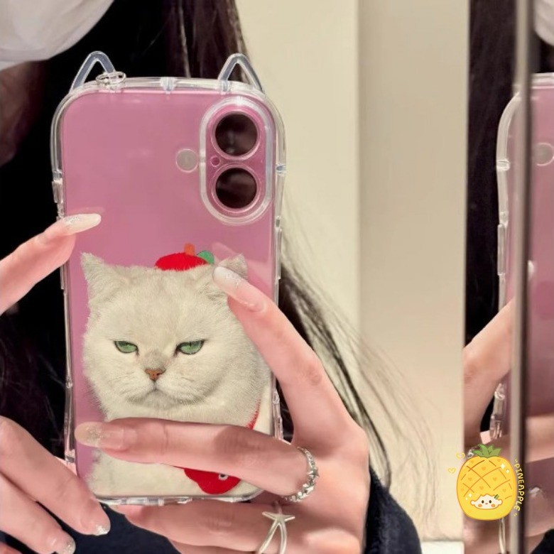 สําหรับiPhone 15 14 13 12 11 Pro Max X XR XS MAX 7 8 Plus Fierceและน่ารักแว่นตาแมวเคสโทรศัพท์หนาAnti