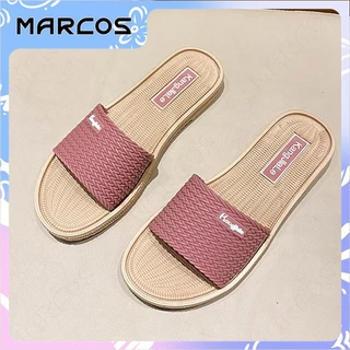 MARCOS การจัดส่งท้องถิ่นของรองเท้าแบนสำหรับสตรี น้ำหนักเบา ไม่ลื่น รองเท้านุ่ม รองเท้าสตรีที่มีลากตรง รองเท้าแตะสตรี