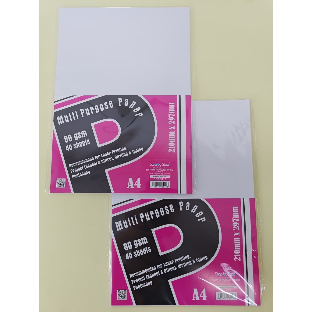 Stok Sedia Kertas Putih Serbaguna A4 80gsm 40 Helai/A4 กระดาษสีขาว 80GSM 40 แผ่น/A4 กระดาษอเนกประสงค