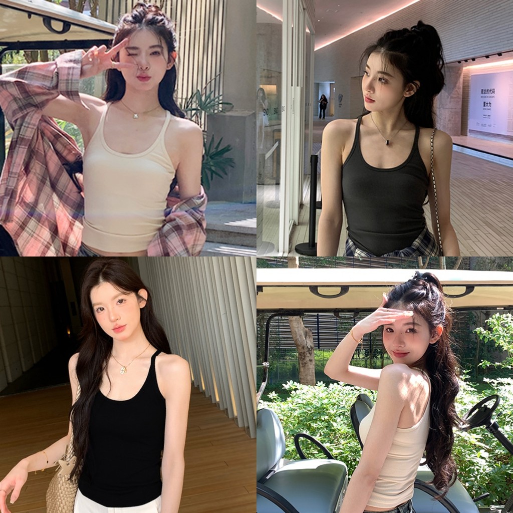 👑Karry👑เสื้อกล้าม ผู้หญิง สีพื้น แขนกุด เข้ารูป ผ้านิ่ม เสื้อครอป สไตล์ลำลอง ฤดูร้อน แฟชั่น