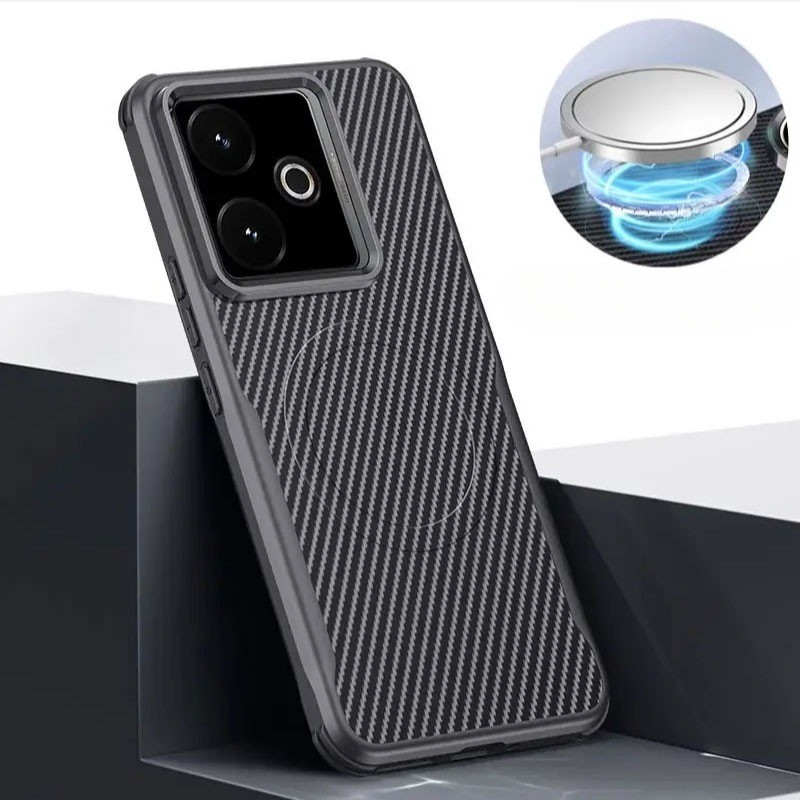 Carbon Fibre Texture Magnetic Case สําหรับ Realme GT7 GT 7T Matte กันกระแทกไร้สายชาร์จกันชนนุ่มสําหร