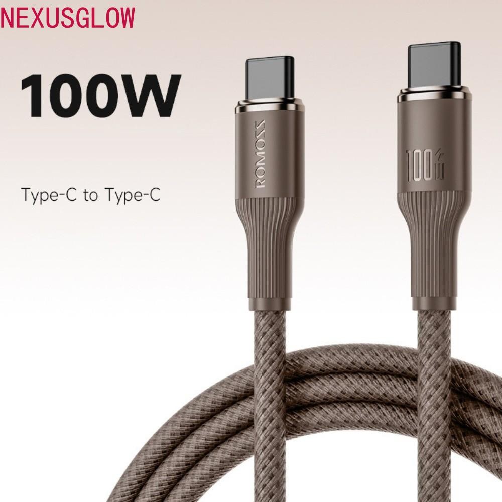 NEXUSGLOW Type C To Type C สายชาร์จข้อมูล, 100W 6A ชาร์จเร็วสุด Tpye C สายชาร์จ, สายเคเบิลข้อมูลทอเป