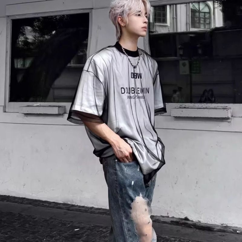 SEACHENIC เสื้อยืดแฟชั่นสำหรับฤดูร้อน ออกแบบลายตาข่าย สไตล์คลายๆ — صورة 4