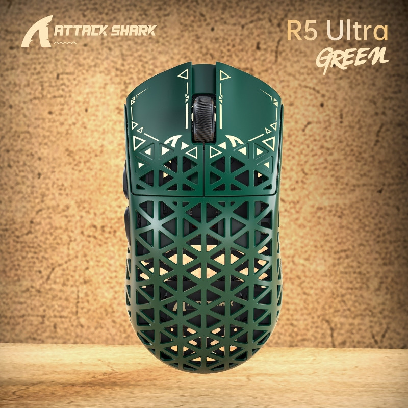 ATTACK SHARK R5 Ultra 39g คาร์บอนไฟเบอร์ 8K เมาส์สําหรับเล่นเกมไร้สาย, PAW3950MAX ,8000Hz อัตราการสํ