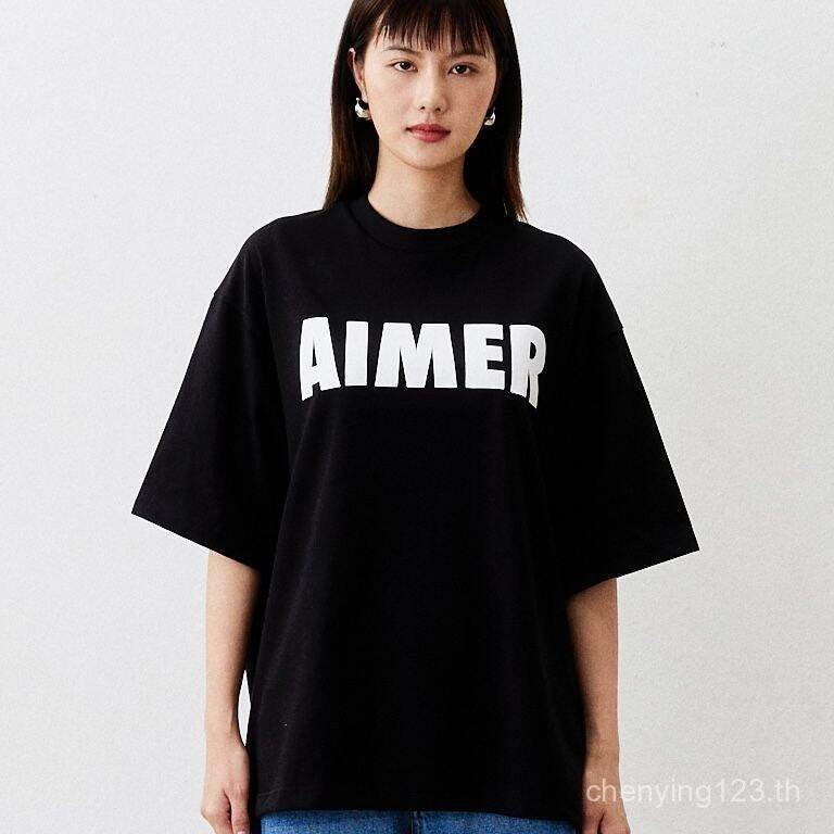 AIMER - เสื้อยืดโลโก้ AIMER สีดํา VLJE