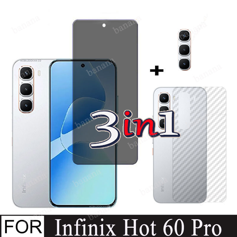 3in1 infinix Smart 8 กระจกนิรภัย ป้องกันการแอบมอง เพื่อความเป็นส่วนตัว infinix Smart 8 ตัวป้องกันหน้าจอ + ฟิล์มเลนส์ + ฟิล์มด้านหลัง