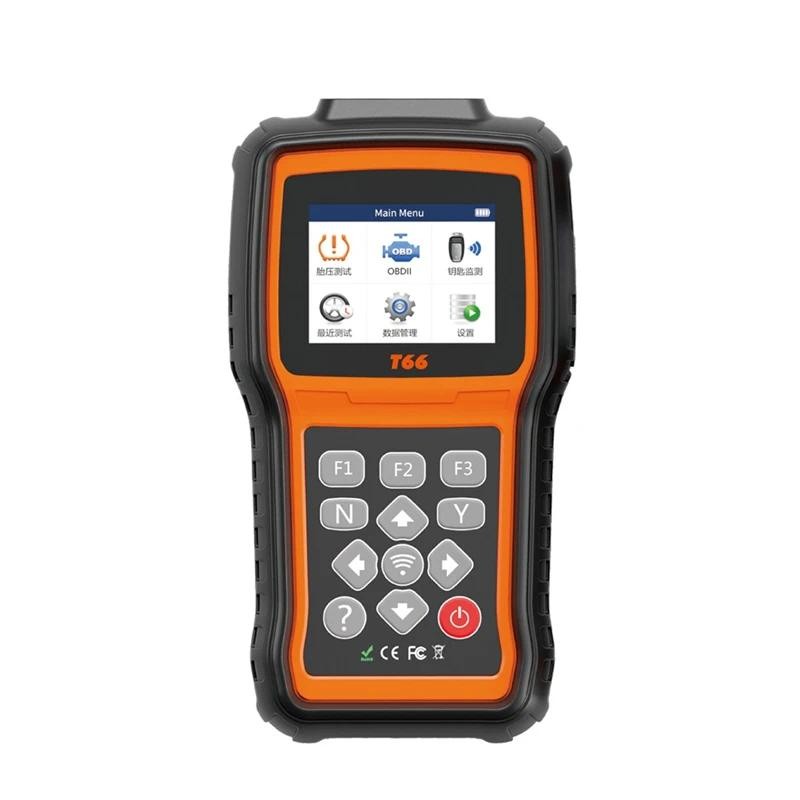 T66 เครื่องมือแรงดันลมยางอัตโนมัติ TPMS Relearn เปิดใช้งานเซ็นเซอร์การเขียนโปรแกรมรถ OBD2 เครื่องอ่า