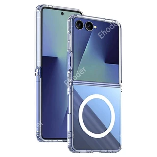 SAMSUNG กันกระแทกปลอกใสสําหรับSamsung Galaxy Z Flip 8 7 6 5 4 3 5G 4Gเคสโทรศัพท์ClearถุงลมนิรภัยAnti-Fallฝาครอบป้องกันแม่เหล็กสําหรับZFlip8 ZFlip7 Flip6 Flip5 Flip4 ZFlip6 shell