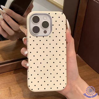 เคสไอโฟน 11แฟชั่นลายจุดสีดำลายจุดหนังพื้นผิวนุ่ม สำหรับ IPhone 11 17 16 15 13 14 12 Pro Max 16 7 8 15 Plus SEปีใหม่ 2026