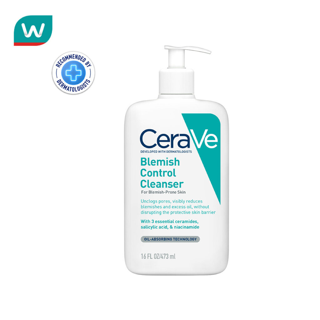 Cerave เซราวี เบลมมิช คลีนเซอร์ 473 มล. ผลิตภัณฑ์ทำความสะอาดผิวหน้าสำหรับผิวที่เ