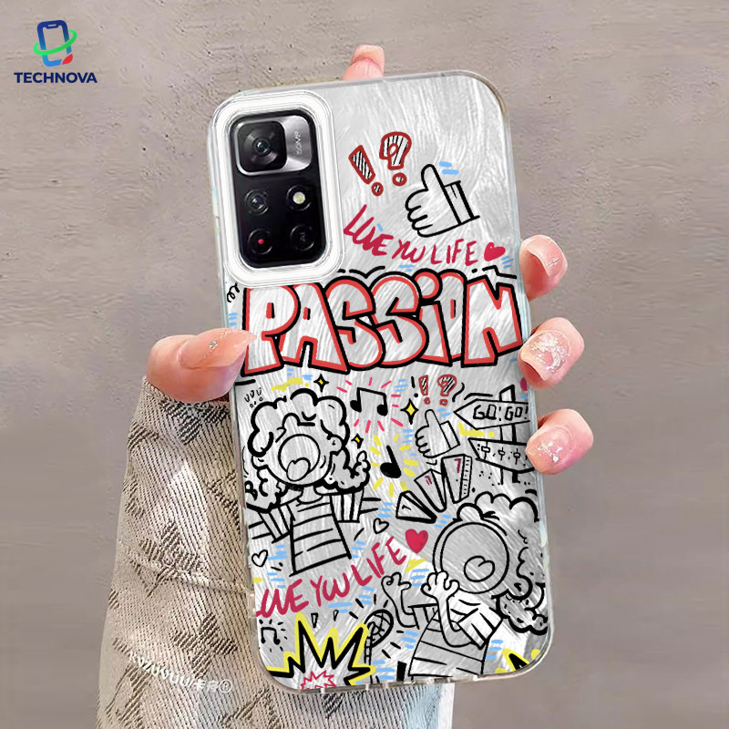 Redmi Case Graffiti life ต้องการ passion IMD Hologram Feather Case แฟชั่นเหมาะสําหรับ Redmi Note 9A 