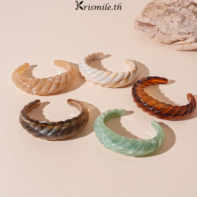 COD-ในไทย💖กำไลข้อมือแบบเปิดเกลียวอะครีลิกย้อมสีสำหรับผู้หญิงสไตล์เรโทรเรียบง่ายระดับไฮเอนด์-Kri - รูปที่ 5