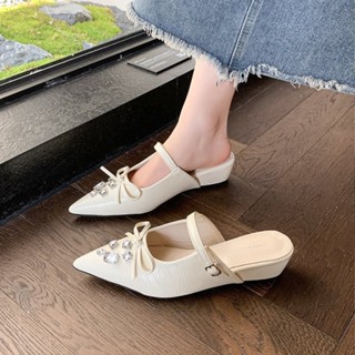 สุภาพสตรีรองเท้าแตะ พลอยเทียม นิ้วเท้า รองเท้าผู้หญิง 2025 ใ…