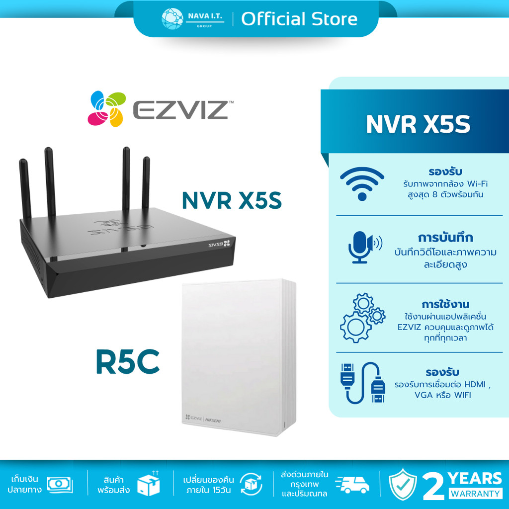 🛵มีส่งด่วน💨 EZVIZ X5S / R5C Home Storage ตัวเก็บบันทึกข้อมูล ผ่าน HDD สูงสุด 8 TB รับประกัน 1 ปี