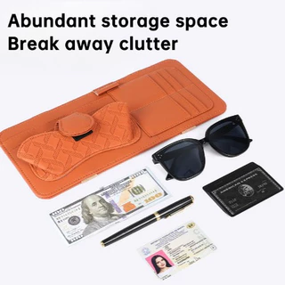 มัลติฟังก์ชั่นรถ Sun Visor Organizer คลิปผู้ถือบัตรแขวนกระเป๋าหนัง PU