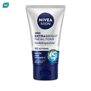 Nivea นีเวีย เมน เอ็กซ์ตร้า ไบรท์ เฟเชี่ยล โฟม 100 กรัม โฟมล้างหน้า