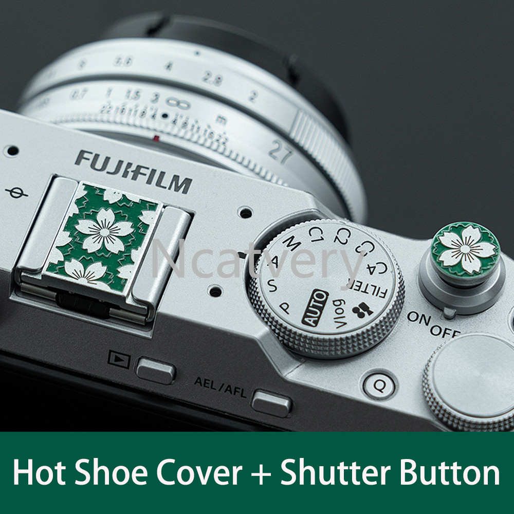 โลหะซากุระร้อนรองเท้าชัตเตอร์ปุ่มป้องกันหมวกสําหรับ Fuji X-ครึ่ง X-M5 XM5 GFX100RF MINI EVO XT50 XT30 II X100VI X100V X-E5 X-PRO3 อุปกรณ์เสริมสําหรับกล้อง