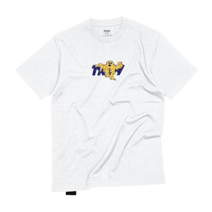 (TOP) เสื้อยืด Troy Company White Yellow Ghost - เสื้อยืดแขนสั้นสีขาวผู้ชาย MT 1897 - S