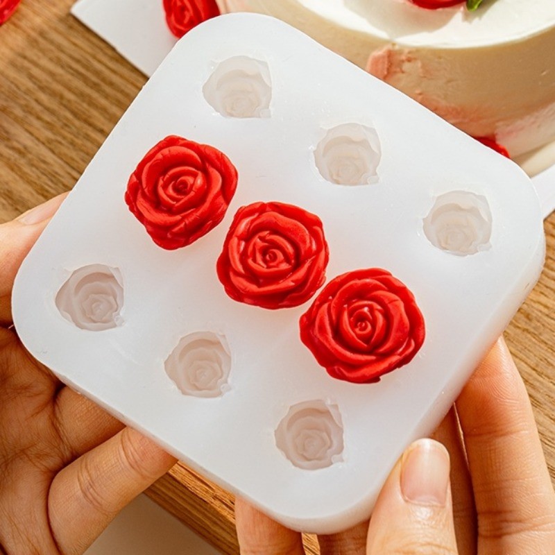 3D Rose แม่พิมพ์ซิลิโคนช็อกโกแลตเค้ก F Ondant เบเกอรี่เครื่องมือ - รูปที่ 3