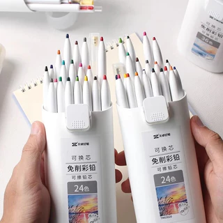 🇹🇭ส่งจากไทย🇹🇭 [ฟรีที่เหลาสี] ชุดดินสอสีแบบกด ลบได้ สวยสด oil base ระบายง่าย 24สี/36 Color pencil