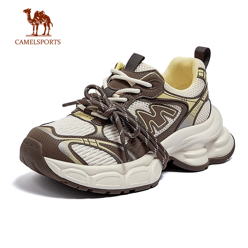 CAMEL SPORTS รองเท้าผ้าใบสำหรับผู้หญิง สไตล์เรโทรสีเงิน ด้วยฝ่าพื้นหนานุ่ม มัลติฟังก์ชัน