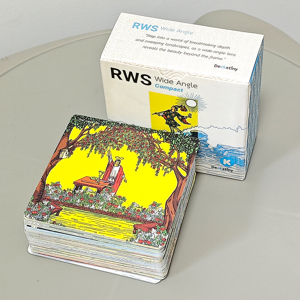 RWS มุมกว้างไพ่ทาโรต์, 78 ชิ้นการ์ด + การ์ดกรอบพิเศษ 2 ใบพิมพ์บน 350GSM Double-embossed Cardstock 7*7 ซม.
