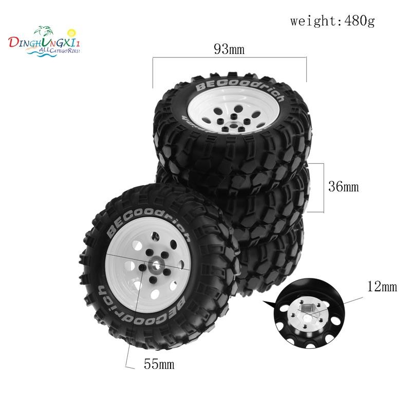 4 ชิ้น 1.9 นิ้วขอบล้อโลหะยางยางสําหรับ 1/10 RC Crawler TRX4 SCX10 D90 4103 90046 FR4 FMS NT4-สีดําอุปกรณ์เสริม - รูปที่ 3