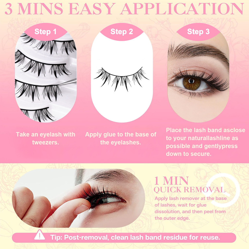 10 คู่ขนตาปลอมธรรมชาติยาวแสงบาง 0.04 มม.ขนตา Fox คู่ขนตา - รูปที่ 7