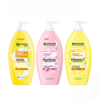 (1ขวด/แพ็คคู่)Garnier Bright Body การ์นิเย่ ผลิตภัณฑ์บำรุงผิวกาย 400ml (Bright Complete Extra/Sakura Glow/Vit C)