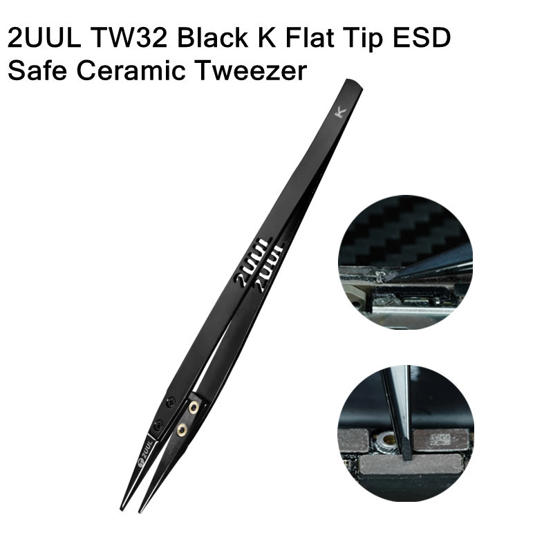 2UUL TW32 ESD แหนบเซรามิกสําหรับการบํารุงรักษาโทรศัพท์มือถือความแม่นยําสูง Swift กรอบกําจัดกาวเคล็ดลับแบนแหนบหนีบ