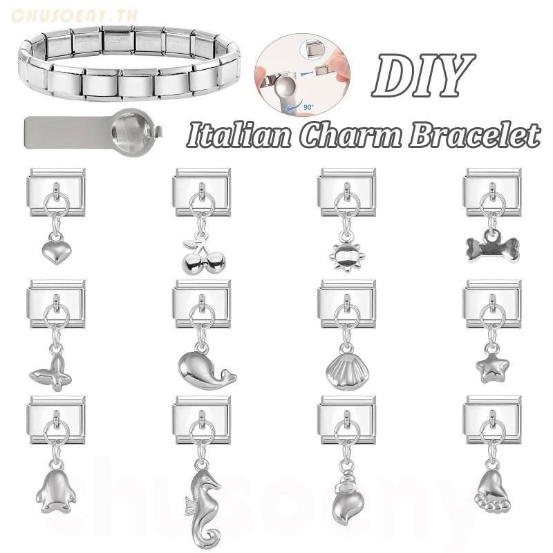 Sliver Sea จี้อิตาเลียน charm สแตนเลส ขนาด 9 มม. สำหรับสร้อยข้อมือ DIY และการประดับแต่งกาย