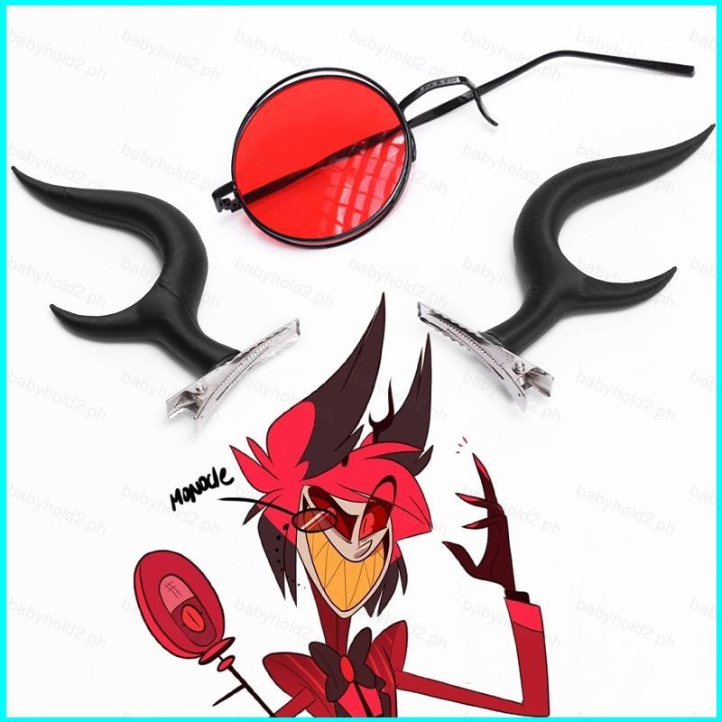 BY2 Hazbin Hotel Alastor คออสเพลย์ กรอบแว่นเขา กิ๊บติดผม