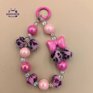 สายคล้องโทรศัพท์มือถือ Anti Loss สายคล้องโทรศัพท์มือถือข้อมือ Ccd เคสโทรศัพท์ลายเสือดาวผีเสื้อพร้อมจี้ลูกปัดรูปกล้อง