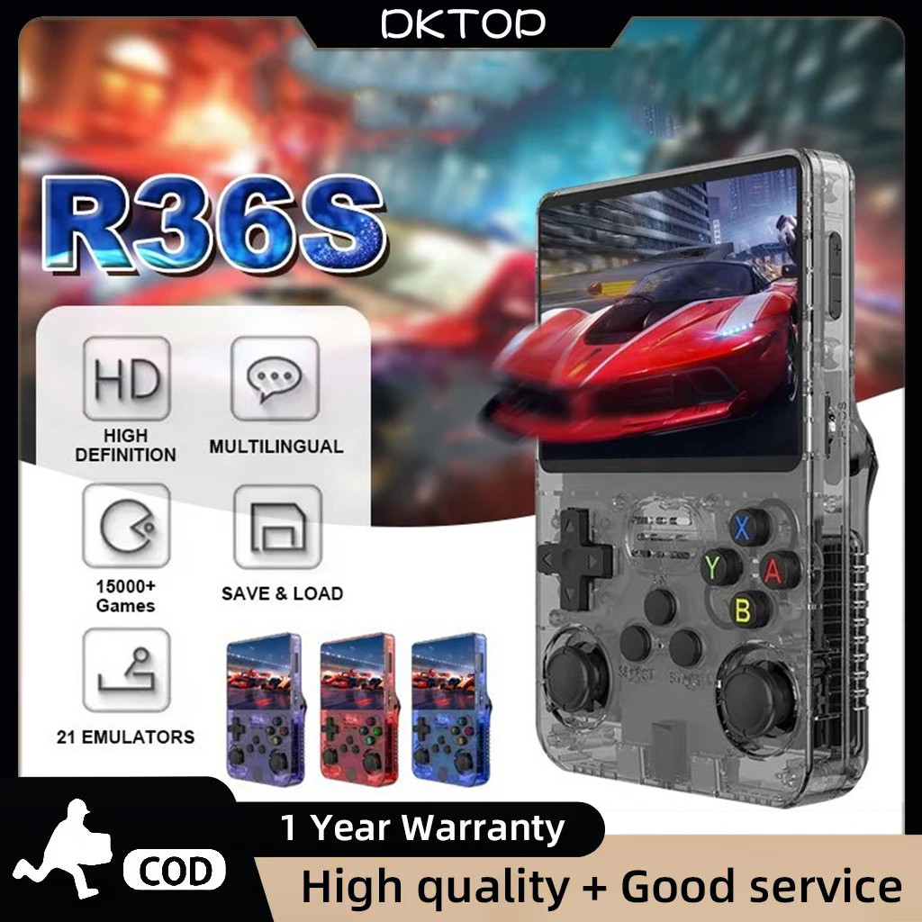 R36S Retro มือถือวิดีโอคอนโซลเกมแบบพกพา Linux ระบบ 3.5 นิ้วหน้าจอ IPS แบบพกพากระเป๋าวิดีโอ