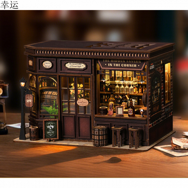Diy Wooden 3d Hut ของเล่นโมเดลทํามือสามมิติ [Little Tavern]