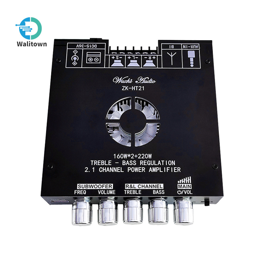 ZK-HT21 2.1 ช่อง TDA7498E โมดูลเครื่องขยายเสียงดิจิตอลบลูทูธสูงและต่ําโทนซับวูฟเฟอร์ 160WX2 + 220W