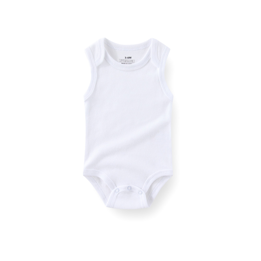 บอดี้สูทแขนกุดสำหรับเด็กสาว สไตล์แฟชั่นสีทึบ วัสดุนุ่ม สบายในฤดูร้อน