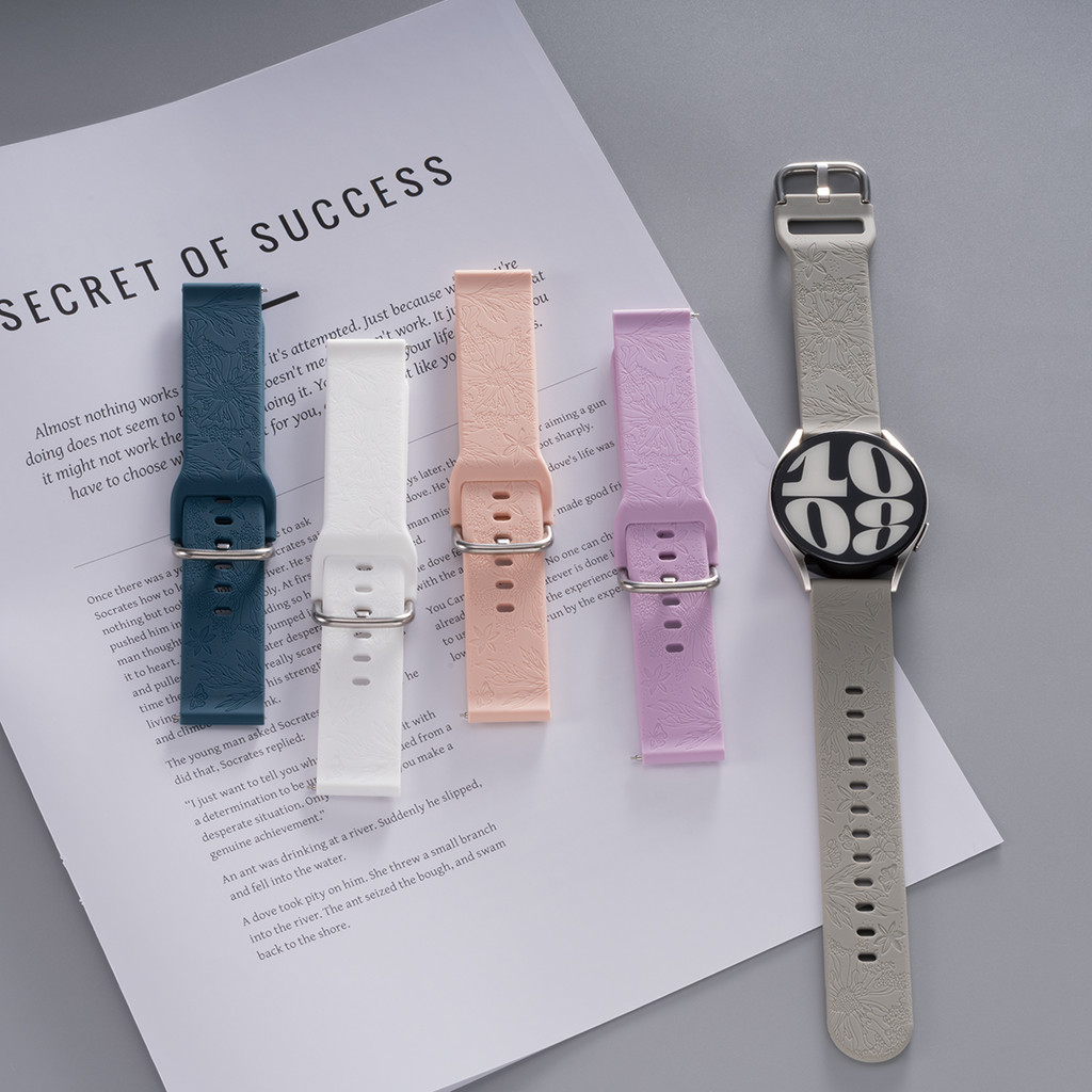 20 มม.สายรัดซิลิโคนสําหรับ Samsung Galaxy Watch 7/6/5/4 สําหรับ Garmin Venu Sq 2 / Forerunner 645