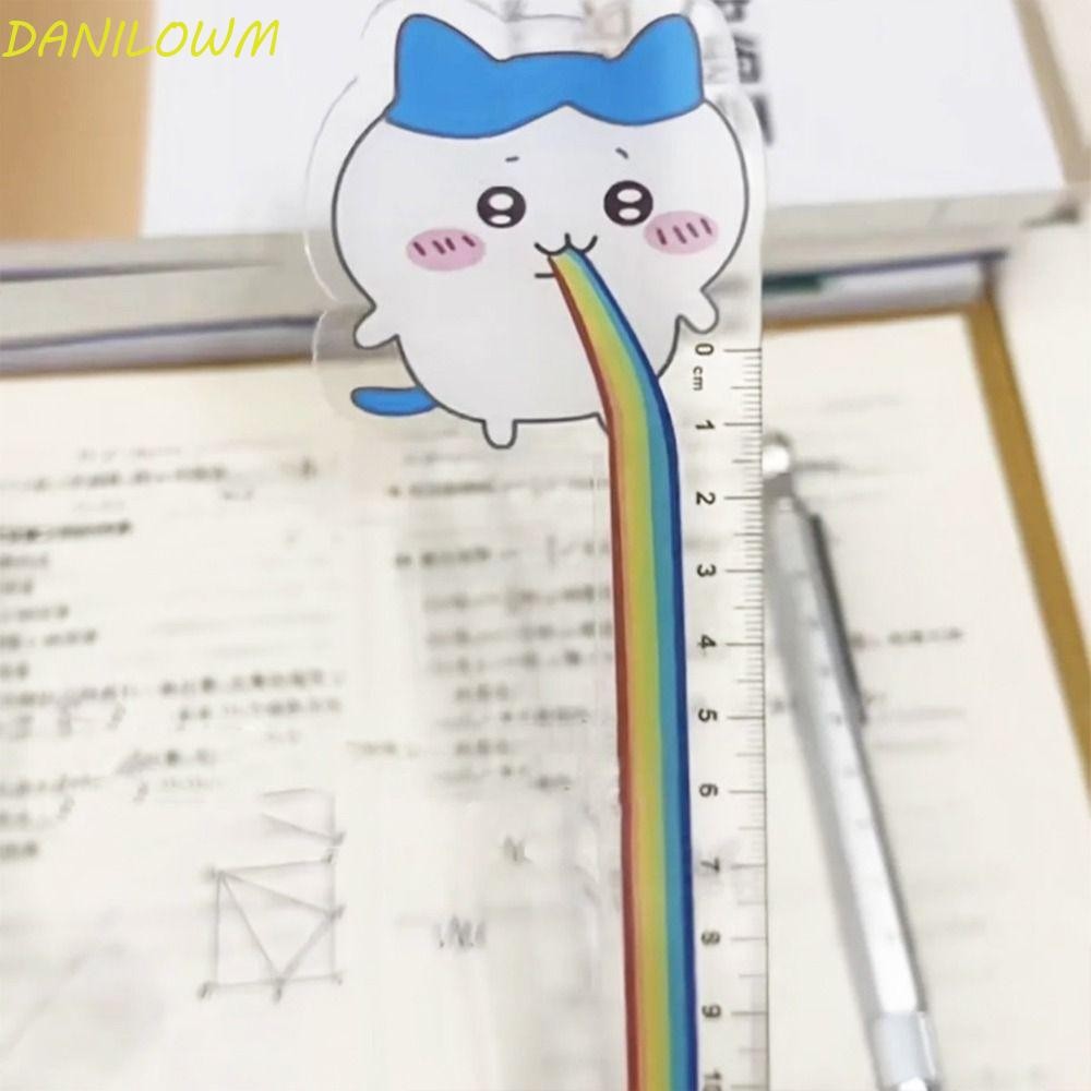 DANILOM ไม้บรรทัดโปร่งใส, การ์ตูนน่ารัก 15 ซม. ไม้บรรทัดตรง, อะนิเมะตลกสร้างสรรค์ Novetly Chiikawa Straight Ruler Collection