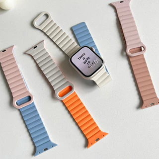สายรัดซิลิโคนแม่เหล็ก for IWatch Apple Watch Ultra/SE 3 2 Series 11 10 9 8 7 6 5 4 3 Se 2 49มม. 46 45 44 42 41 40 38มม.