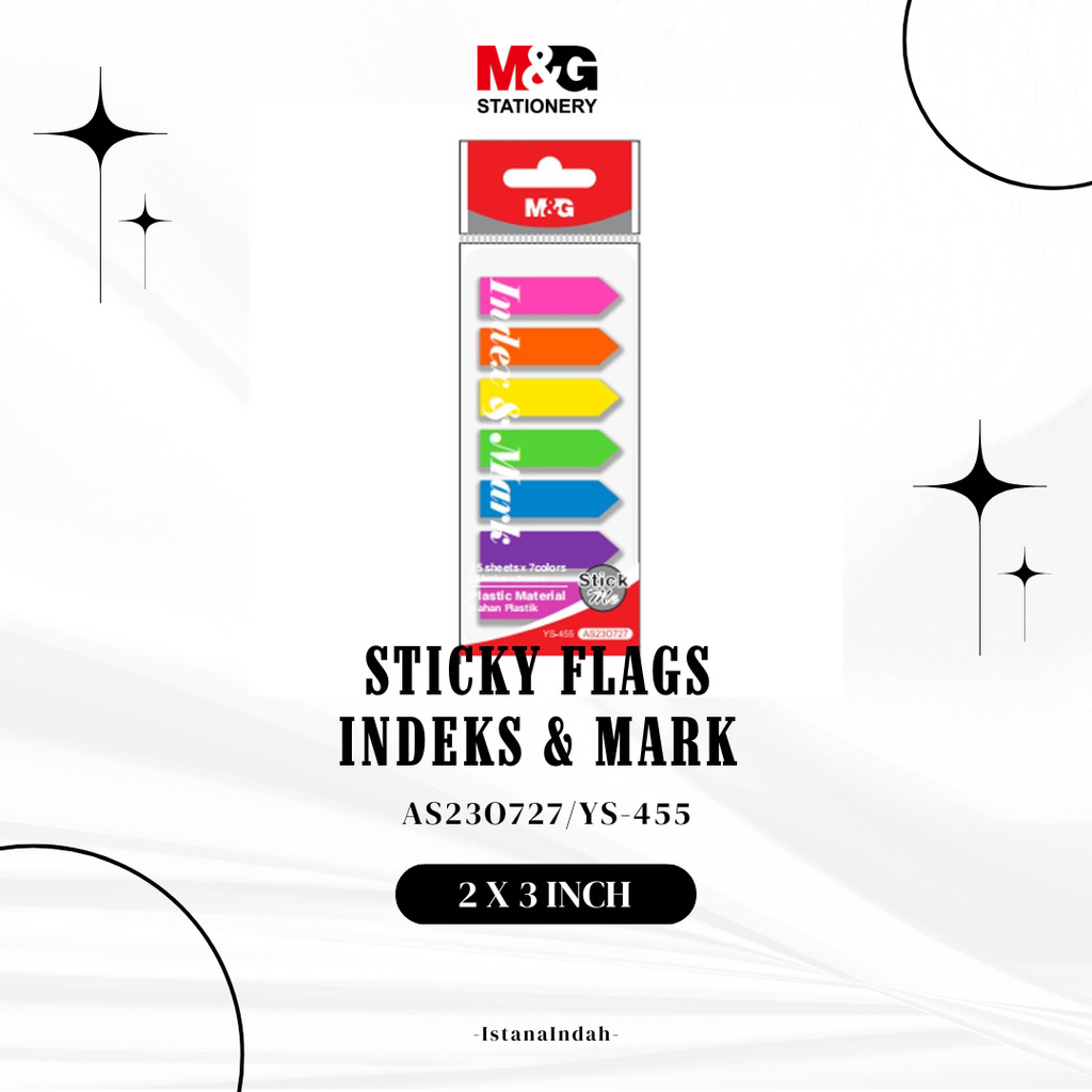 M&G PET Sticky Flag/Index AS23O727 25 แผ่น x 7 สี PET Material Arrow 2x3 นิ้ว (YS-455)