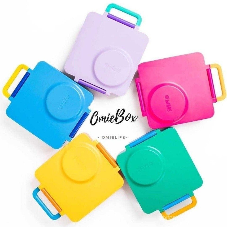 พร้อมสต็อก OMIEBOX กล่องอาหารกลางวันหุ้มฉนวนสแตนเลสสําหรับเด็กรุ่นที่สองกล่องอาหารกลางวันเบนโตะแบ่งช